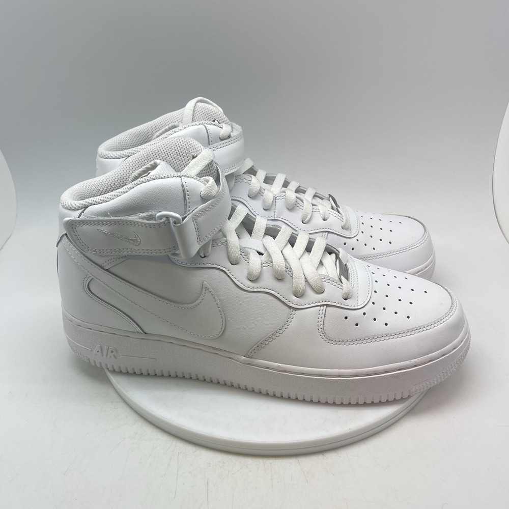 Nike Air Force 1 '07 Mid Mens Size 12 White Athletic Basketball Shoes Sneakers